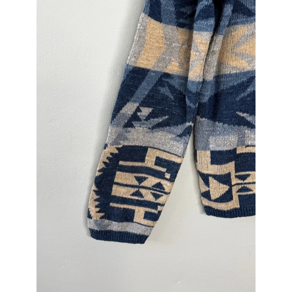 Denim & Supply Ralph Lauren Henley Sweater L Blue Southwestern Cotton Heritage